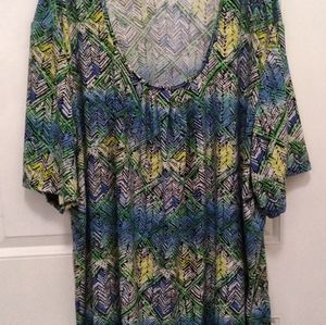 Blue Green & Yellow Geometric pattern shirt